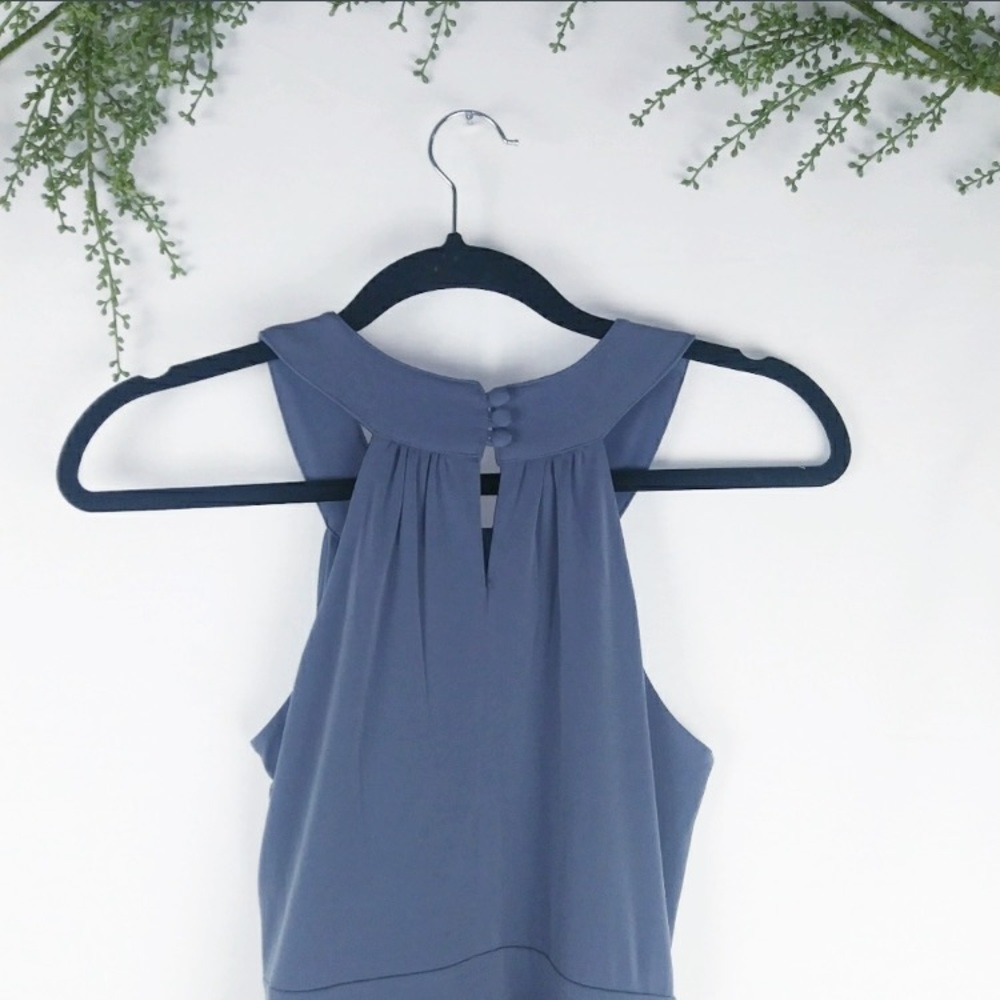 Banana Republic Blue Gray Faux Wrap Halter Dress 0 - Picture 3 of 7